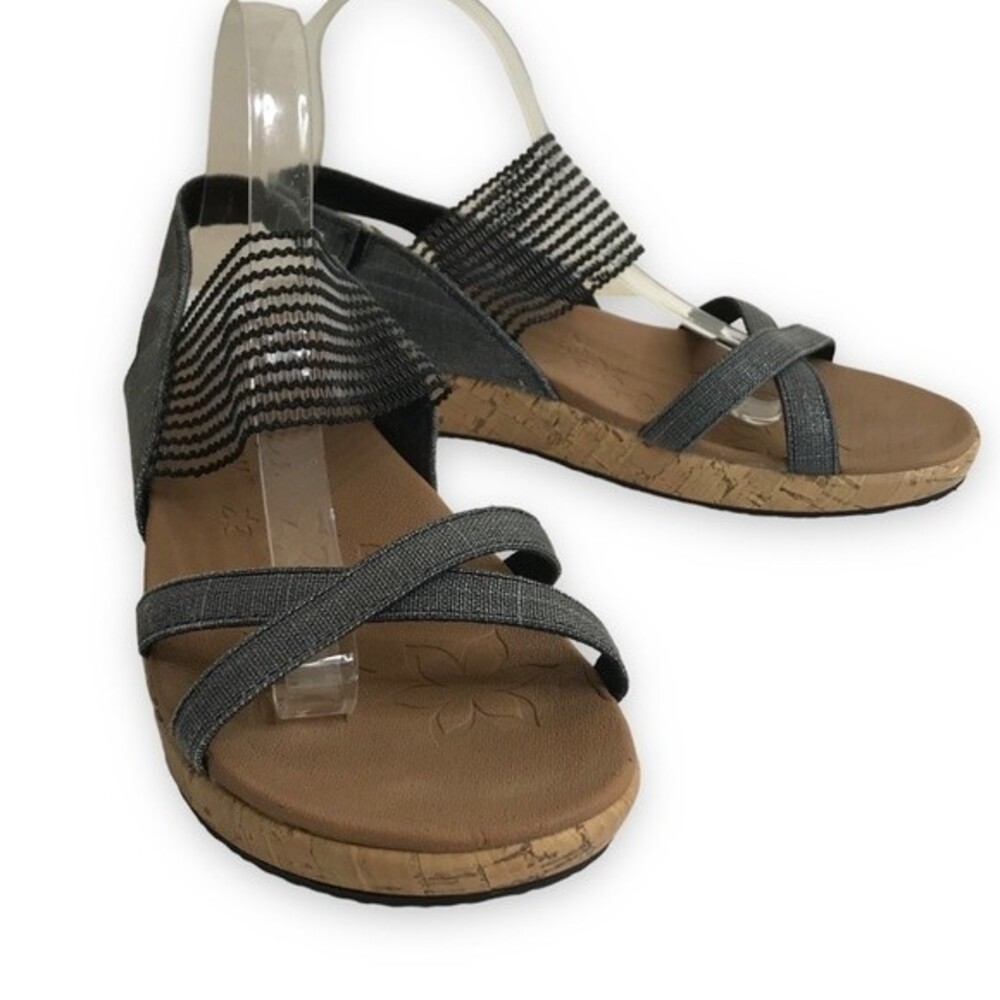 Skechers Cali Beverlee High Tea Wedge Heel Slingback Slide Black Women's Size 9